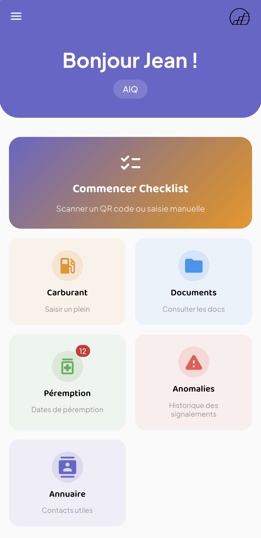 Application mobile Quickcheck — checklist en cours sur le terrain
